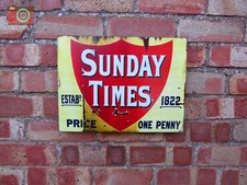Listing image for SUNDAY TIMES METAL SIGN. Vintage Aged Rusty Patinated Finish. Heavy Guage