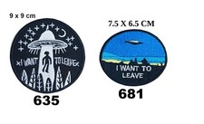 Listing image for I want to leave UFO alien Space Spaceship Embroidered Sew Iron On Patch Jacket