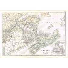 Listing image for CANADA Provinces of Quebec Nova Scotia New Brunswick Antique Map 1883 by Blackie