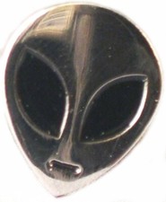 Listing image for Alien Face Head Metal Enamel Pin Badge Area 51 UFO Silver and Black