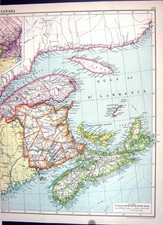 Listing image for Antique Old Print Cassell Map 1920 Canada Nova Scotia Brunswick Saskatchewan