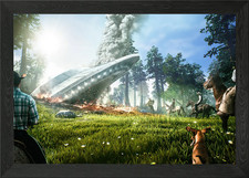 Listing image for UFO Crash Framed Wall Art Poster Canvas Print Picture