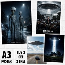 Listing image for Alien UFO Poster Collection A3 – Sci-Fi Area 51 Wall Art Prints alien abductions