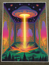 Listing image for UFO Emitting Light in Cosmic Room Poster 18x24in