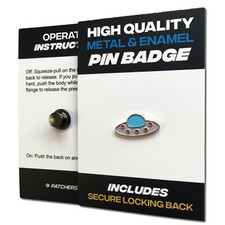 Listing image for Small UFO Flying Saucer Metal & Enamel Pin Badge with Secure Locking Back