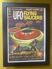 Listing image for Retro Framed UFO Flying Saucers Art Print Poster Wall Art In Great Condition A3
