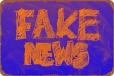 Listing image for Fake News bue orange Poster Sign Metal Tin Sign Wall Art Decor Retro Sign Gifts