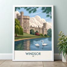 Listing image for Majestic Windsor UK Travel Poster - Castle & River Thames Art Print
