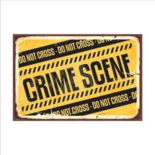 Listing image for Crime scene warning sign rusty old metal rustic look 9657 man woman cave kids
