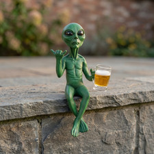 Listing image for Funny Resin Alien Drinking Beer Statue Garden Outdoor Decor Bar Gift Man Cave