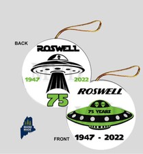 Listing image for ROSWELL 75TH ANNIVERSARY Christmas Ornament - Collectible Gift UFO Crash Aliens