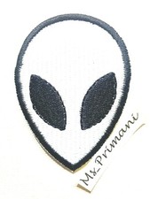 Listing image for UFO Alien White Head Face Embroidered Iron Sew On Patch