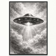 Listing image for UFO Alien Wall Print Art Poster Gift Unidentified Flying Object Conspiracy