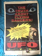 Listing image for ORIGINAL UFO MOVIE POSTER 1956 THE TRUTH ABOUT FLYING SAUCERS 27x41”