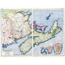 Listing image for Antique Map 1920 - CANADA New Brunswick, Nova Scotia, St John - Harmsworth Atlas