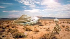 Listing image for ALIEN UFO Crash Landed In Desert CANVAS PICTURE POSTER PRINT UNFRAMED 1235