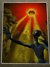 Listing image for Alien Abduction Scream Under UFO Light Poster 18x24in