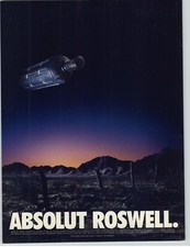 Listing image for 1997 Absolut Roswell Vintage Print Ad Steve Bronstein Vodka Bottle UFO Art Photo