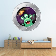 Listing image for Green Alien Porthole 3D Space Wall Sticker WS-47530