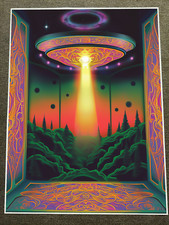 Listing image for UFO Beaming Light in Enchanted Forest Poster 18x24in